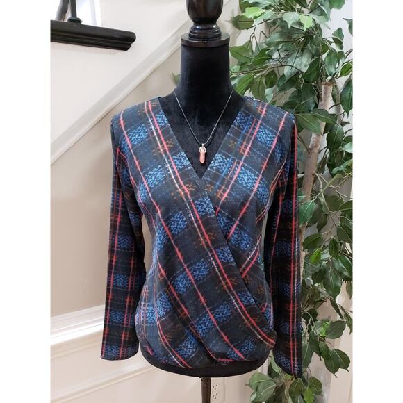 Olian Women's Multicolor 100% Polyester V-Neck Long Sleeve Top Blouse Size XS - Picture 1 of 11